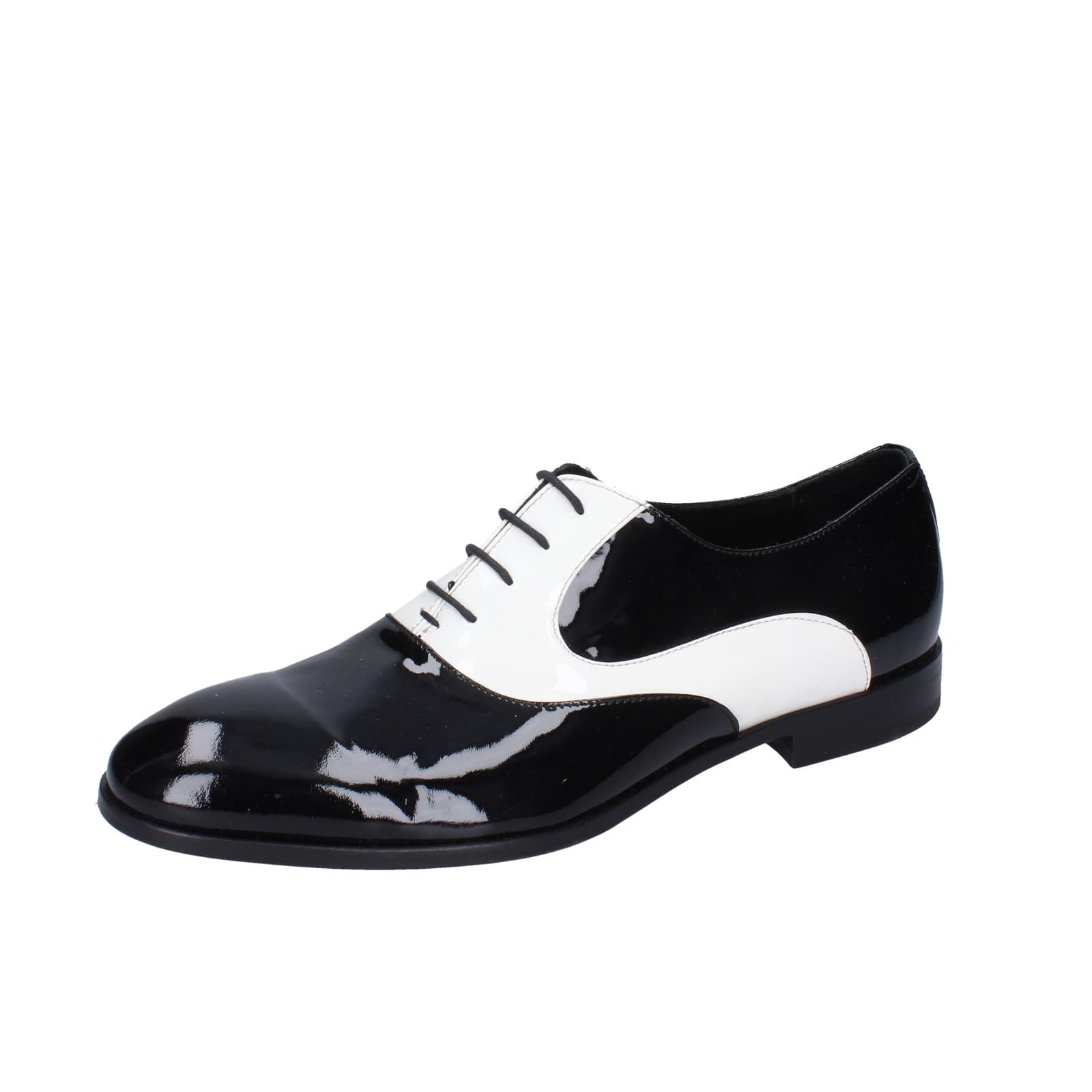 scarpe uomo EVEET classiche bianco vernice nero EZ194