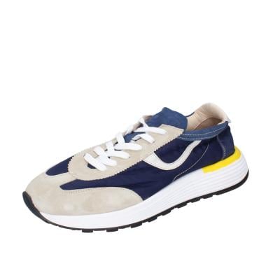 scarpe uomo MOMA classiche blu camoscio beige tela 4AS414-CRNC BC85