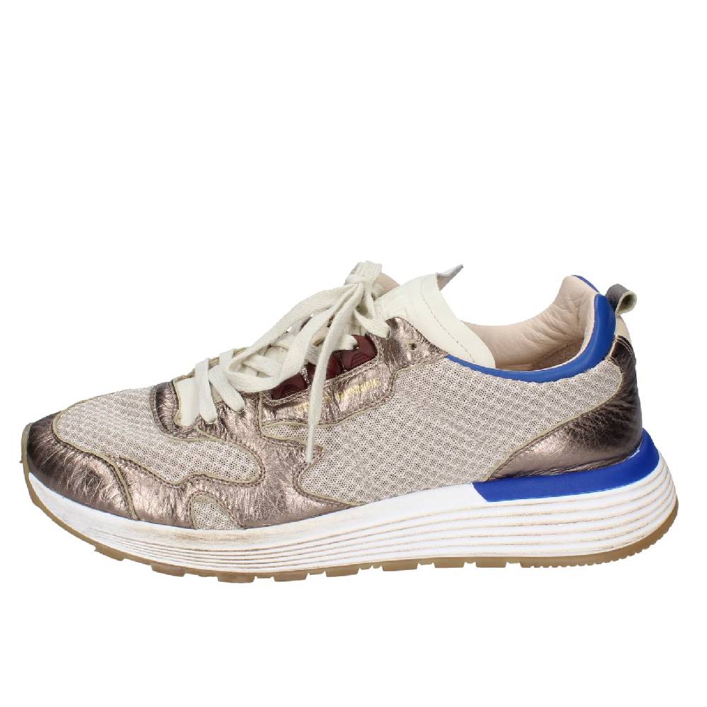 Scarpe Uomo MOMA Sneakers Beige Pelle Bronzo Tessuto 4AS401 EY556