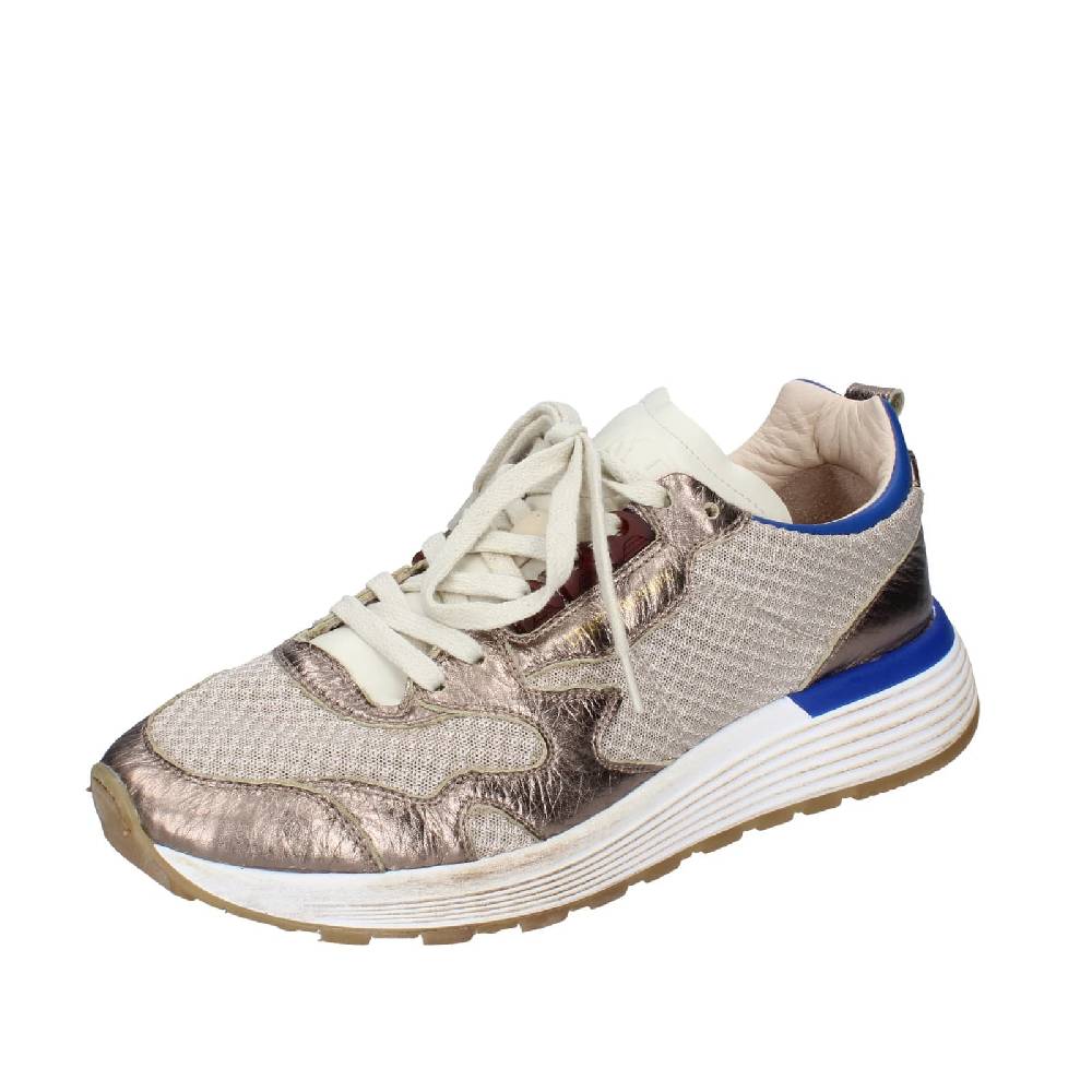 scarpe uomo MOMA sneakers beige pelle bronzo tessuto 4AS401 EY556