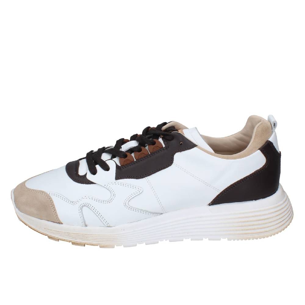 Scarpe Uomo MOMA Sneakers Bianco Pelle Marrone Camoscio 61301A EY525