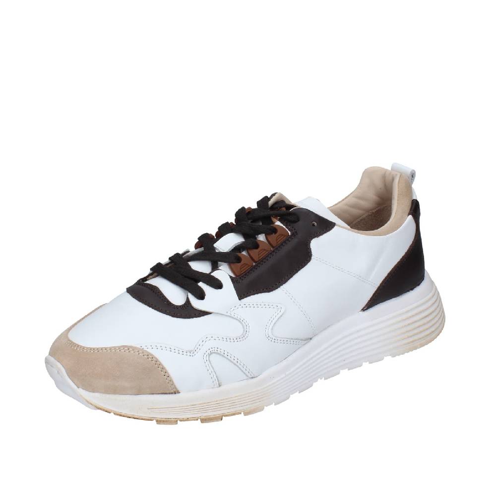 scarpe uomo MOMA sneakers bianco pelle marrone camoscio 61301A EY525