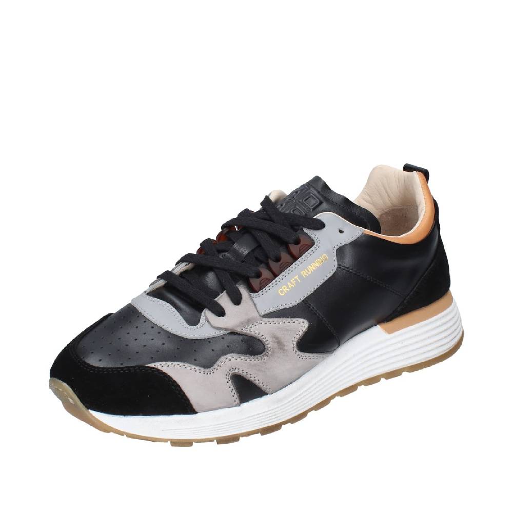 scarpe uomo MOMA sneakers nero pelle grigio camoscio 4AW358 EY526