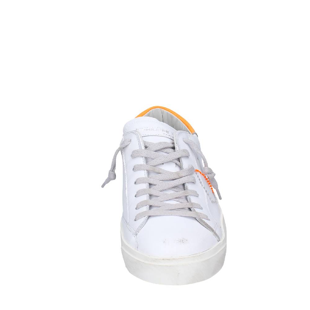 Scarpe Uomo PHILIPPE MODEL Sneakers Bianco Pelle Arancione VINTAGE EX339