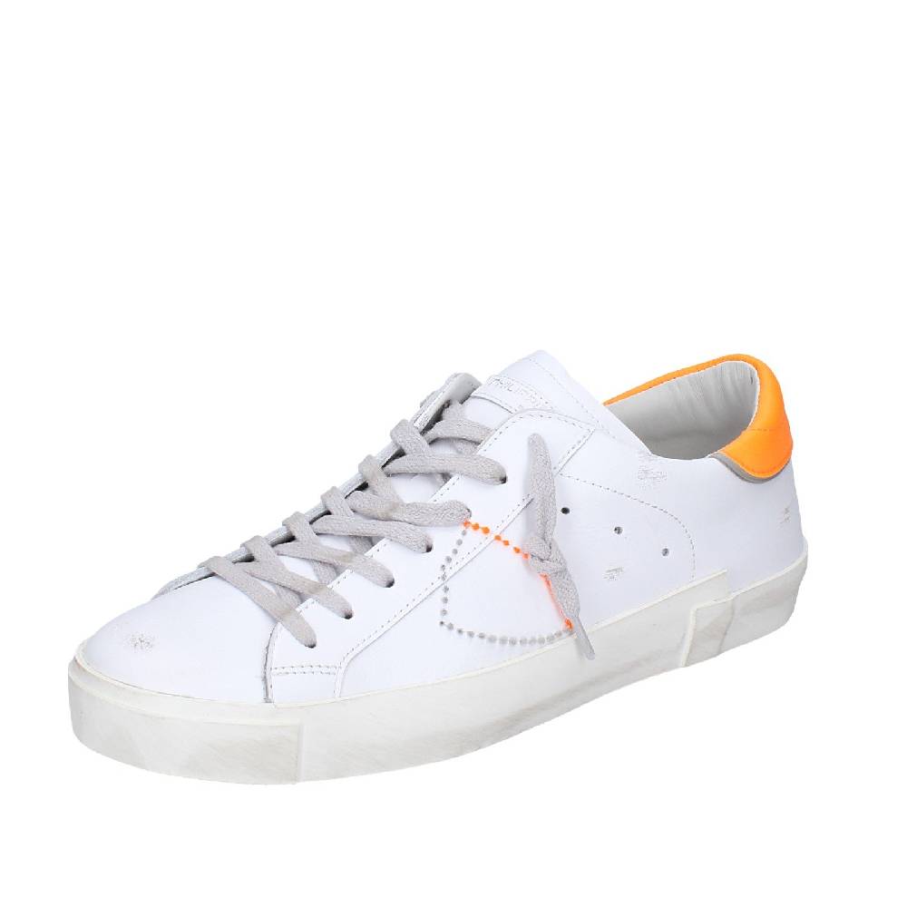 scarpe uomo PHILIPPE MODEL sneakers bianco pelle arancione VINTAGE EX339