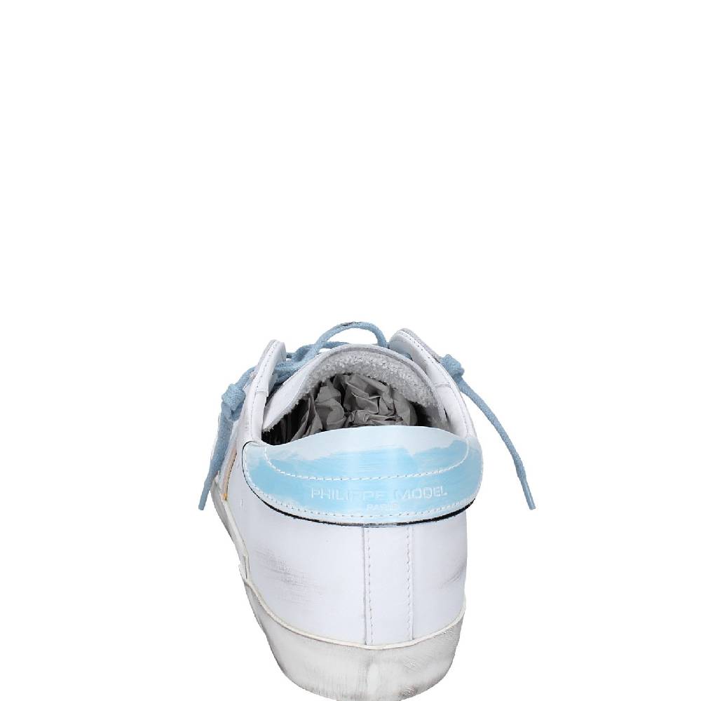 Scarpe Uomo PHILIPPE MODEL Sneakers Bianco Pelle Blu VINTAGE EX357