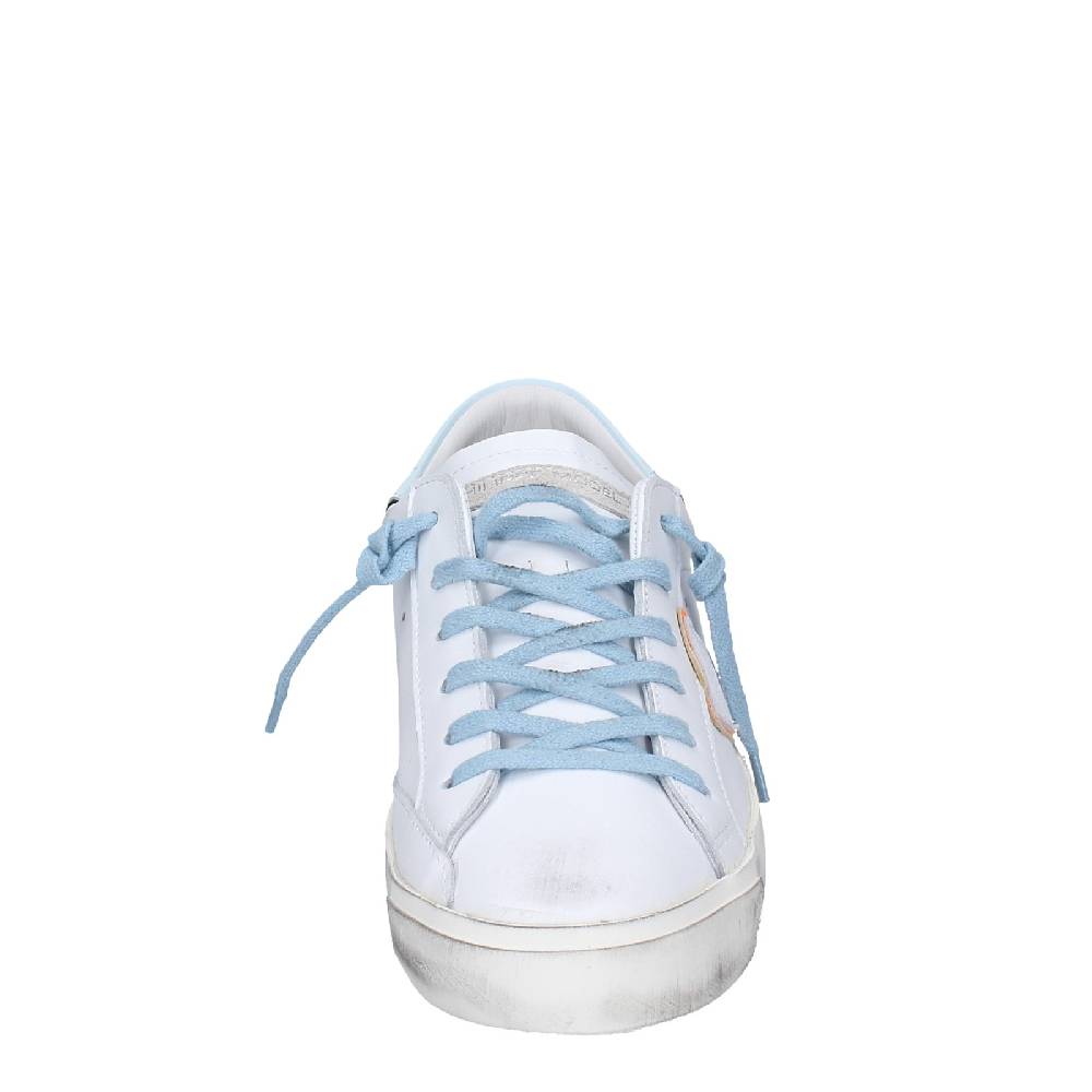 Scarpe Uomo PHILIPPE MODEL Sneakers Bianco Pelle Blu VINTAGE EX357