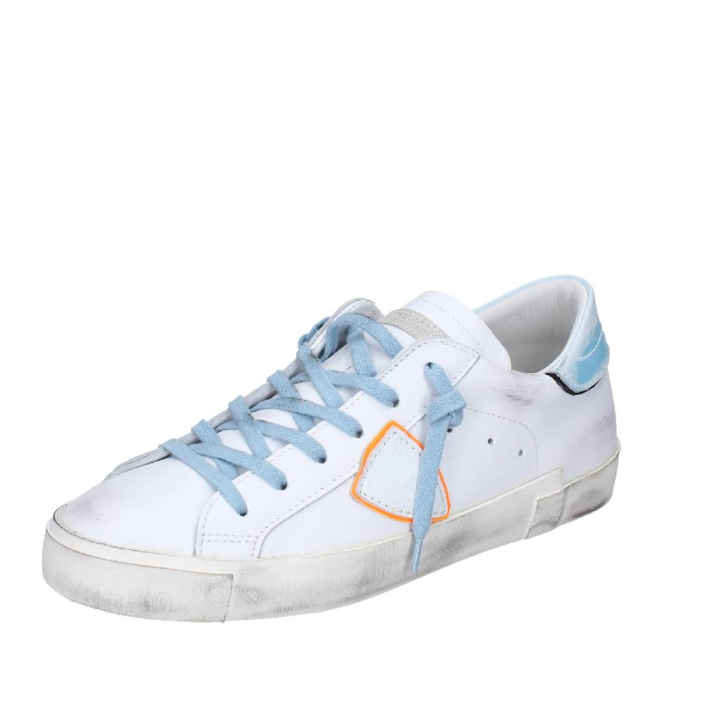 scarpe uomo PHILIPPE MODEL sneakers bianco pelle blu VINTAGE EX357