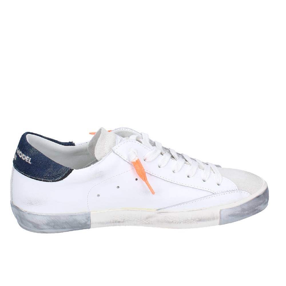 Scarpe Uomo PHILIPPE MODEL Sneakers Bianco Pelle Camoscio VINTAGE EX344