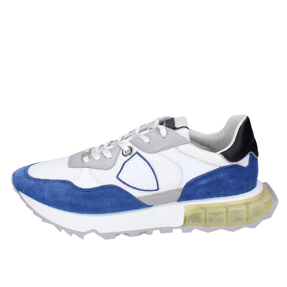 Scarpe Uomo PHILIPPE MODEL Sneakers Bianco Tessuto Blu Camoscio EX333