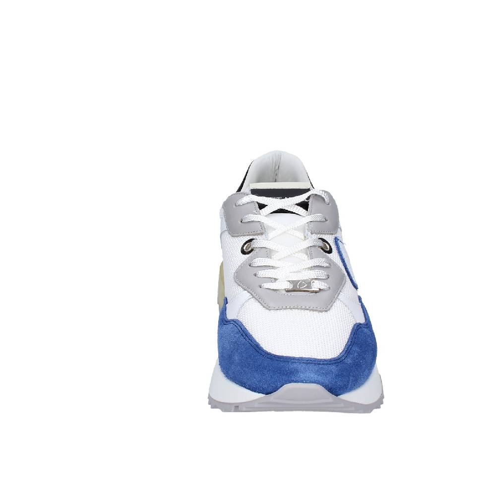 Scarpe Uomo PHILIPPE MODEL Sneakers Bianco Tessuto Blu Camoscio EX333