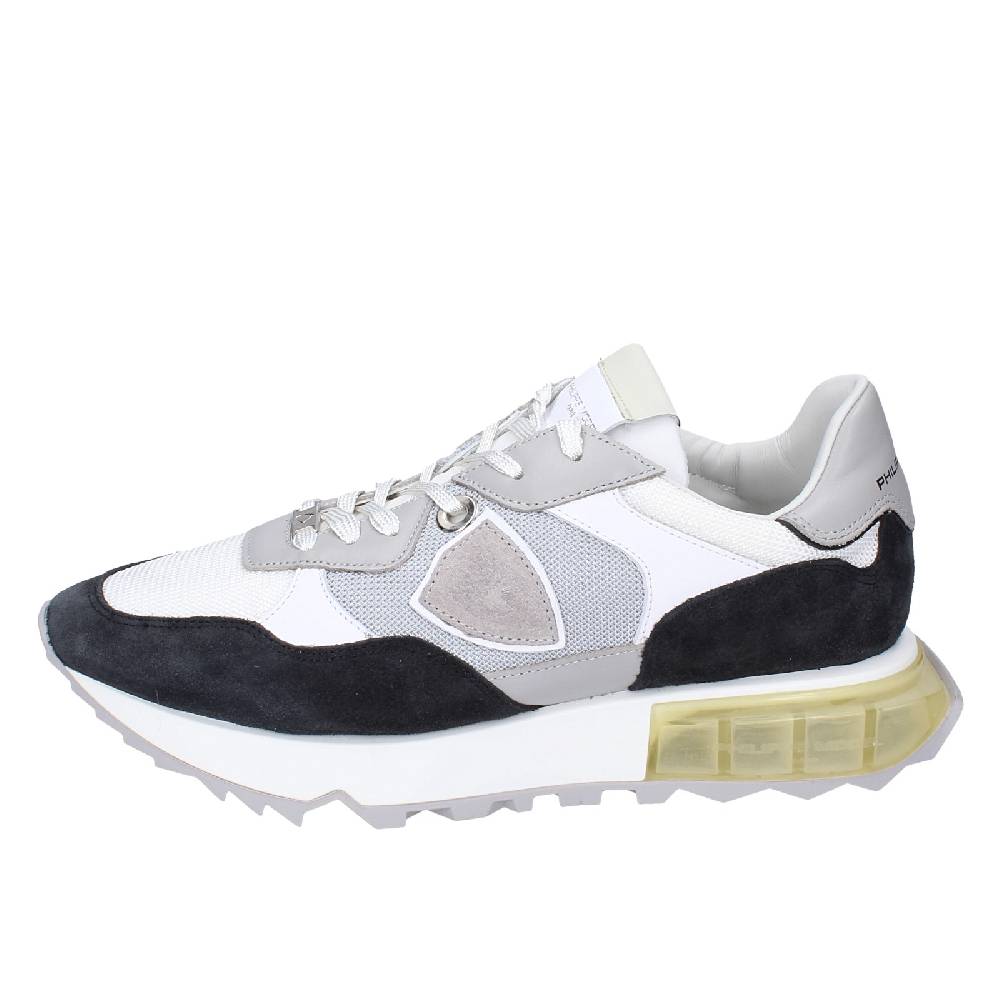 Scarpe Uomo PHILIPPE MODEL Sneakers Bianco Tessuto Grigio Camoscio EX332