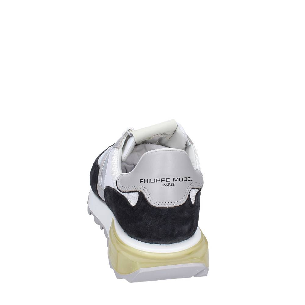 Scarpe Uomo PHILIPPE MODEL Sneakers Bianco Tessuto Grigio Camoscio EX332