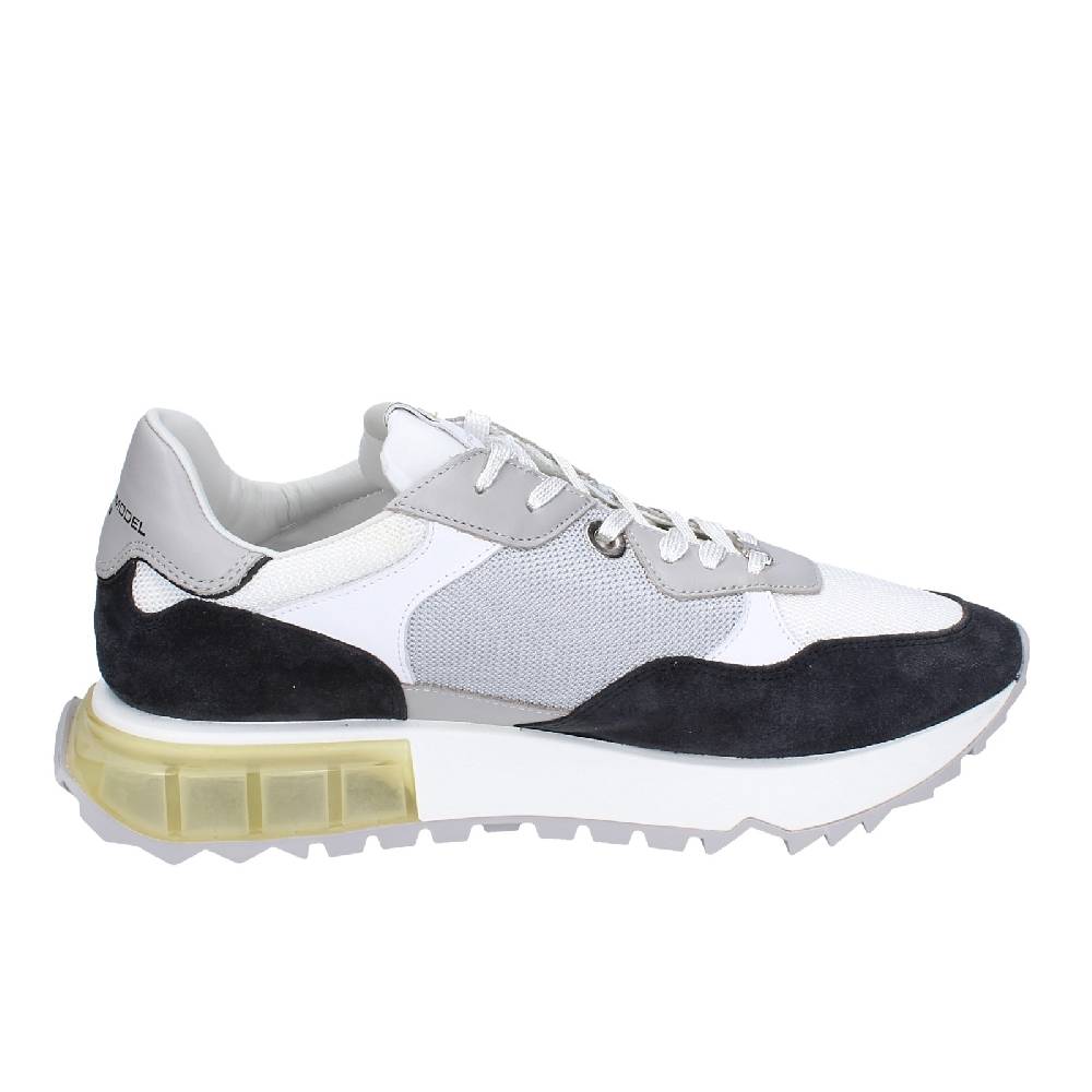 Scarpe Uomo PHILIPPE MODEL Sneakers Bianco Tessuto Grigio Camoscio EX332