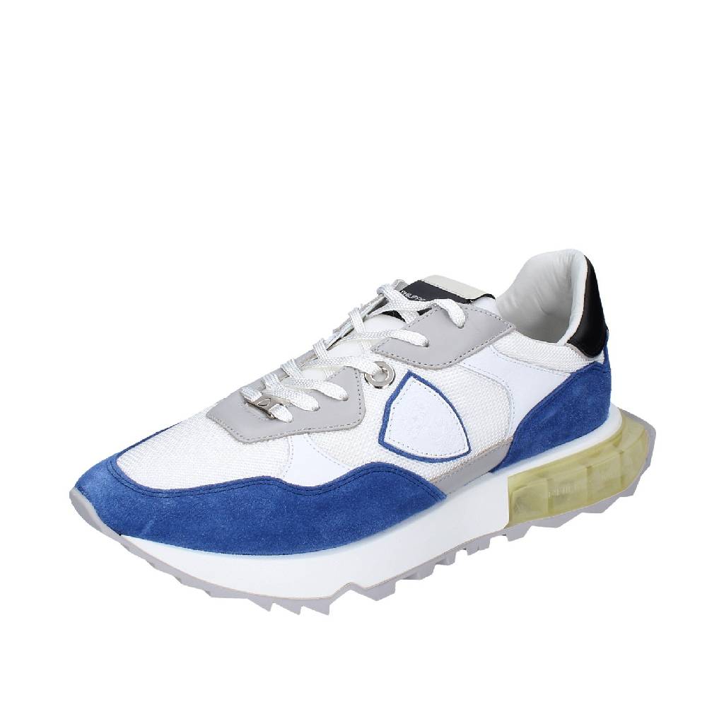 scarpe uomo PHILIPPE MODEL sneakers bianco tessuto blu camoscio EX333