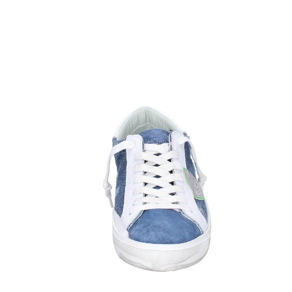 Scarpe Uomo PHILIPPE MODEL Sneakers Blu Camoscio Bianco Tessuto VINTAGE EX351