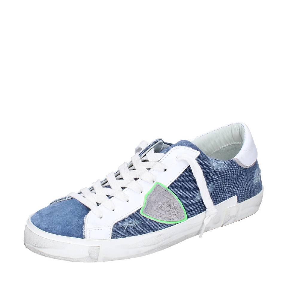 scarpe uomo PHILIPPE MODEL sneakers blu camoscio bianco tessuto VINTAGE EX351