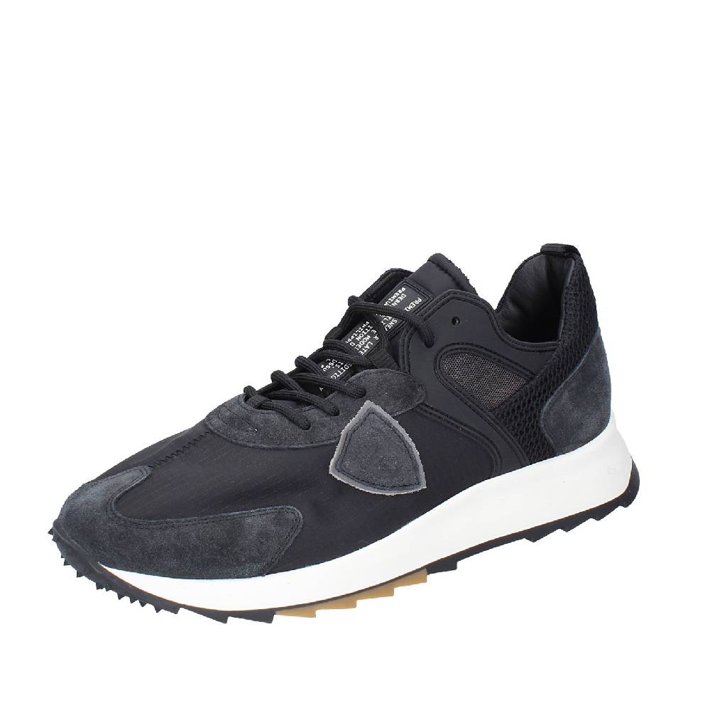 scarpe uomo PHILIPPE MODEL sneakers nero camoscio tessuto EX343