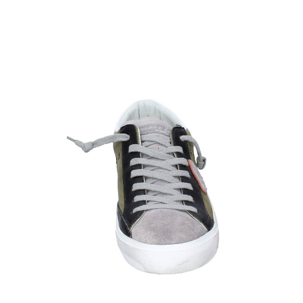 Scarpe Uomo PHILIPPE MODEL Sneakers Verde Pelle Grigio Camoscio VINTAGE EX363