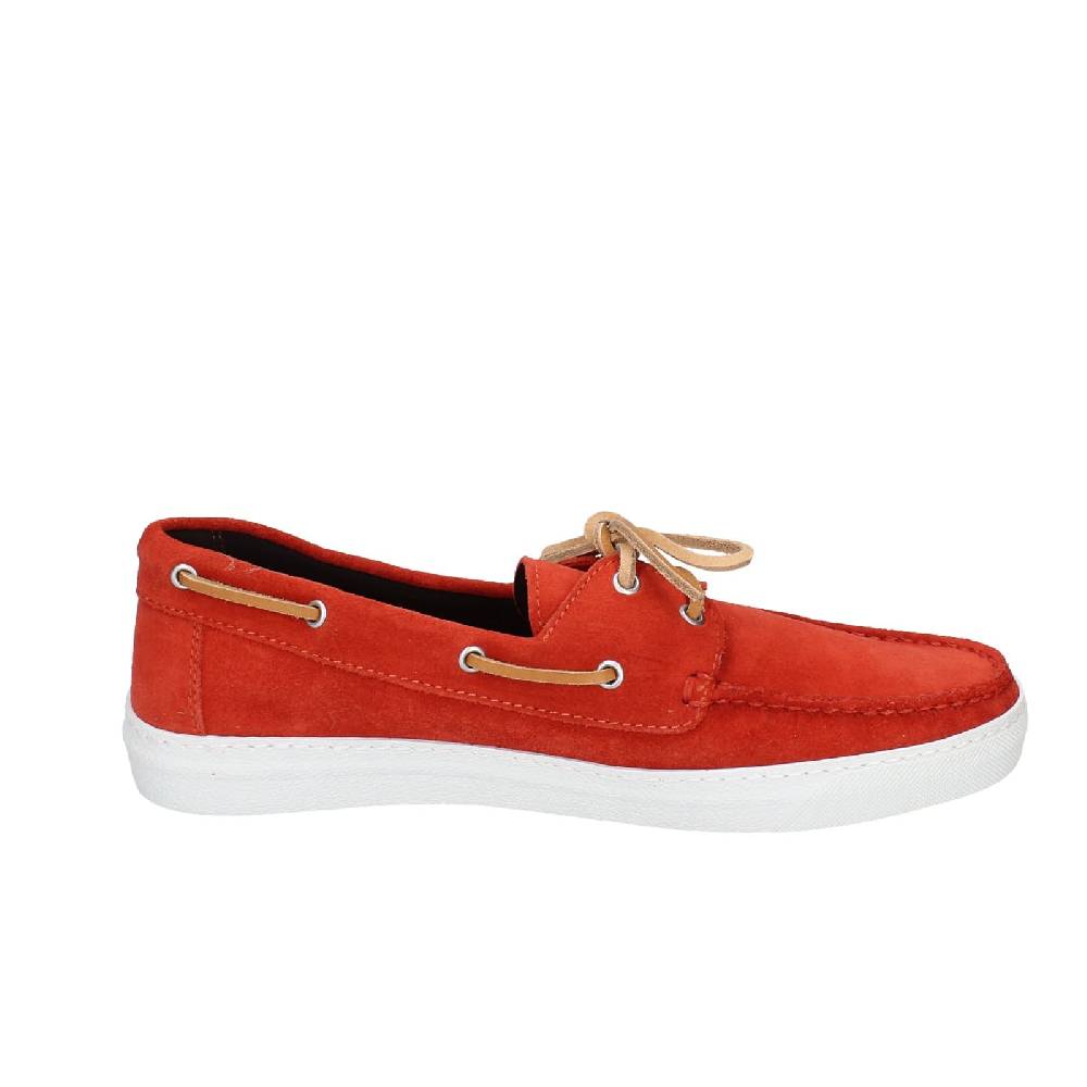 Scarpe Uomo RALPH LAUREN Mocassini Rosso Camoscio Celeste EY147