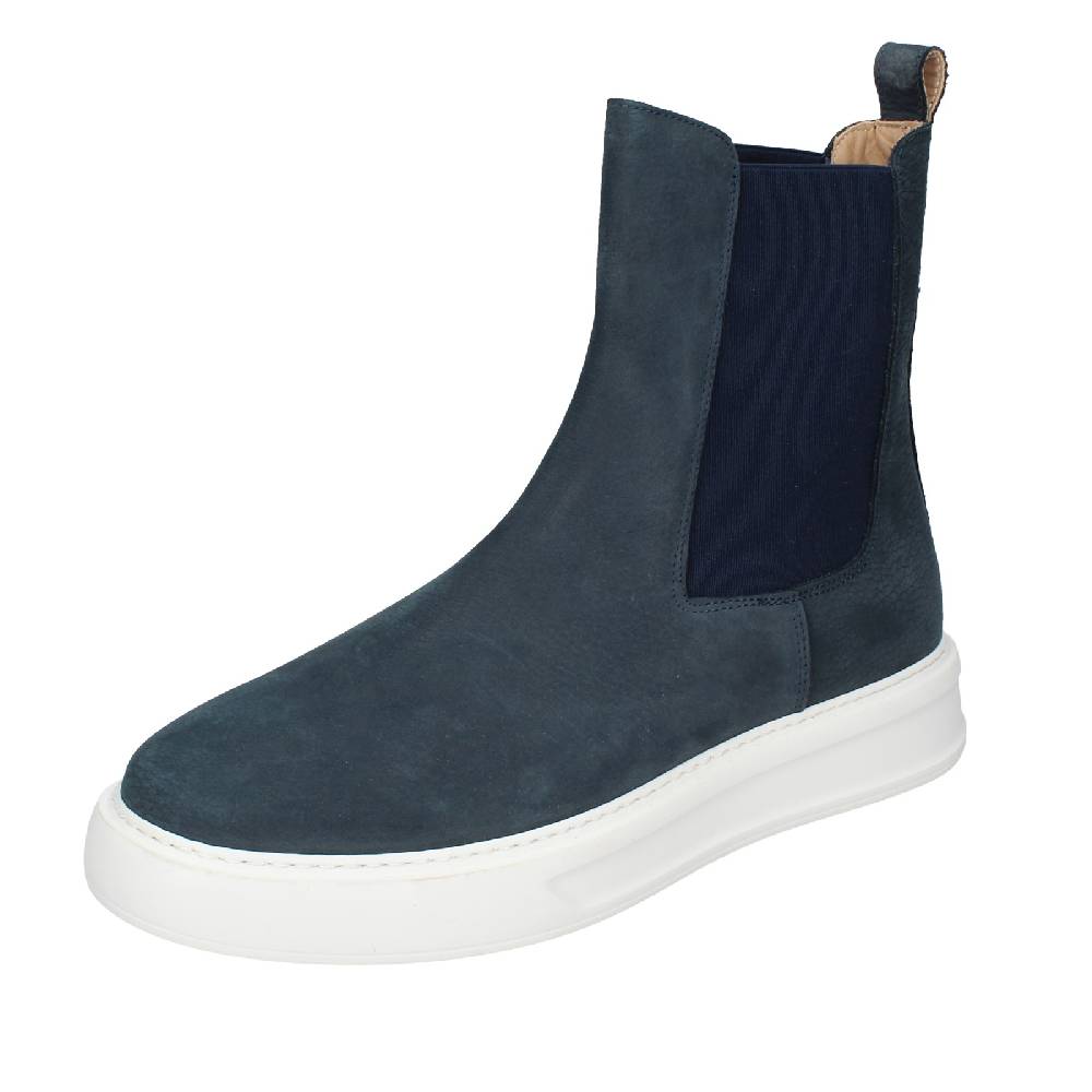 scarpe uomo STOKTON stivaletti blu pelle nabuk EX93