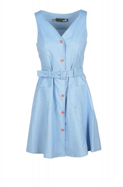 vestito donna LOVE MOSCHINO 42 celeste cotone CZ35