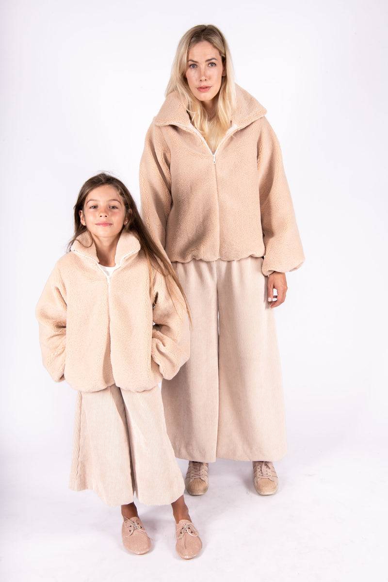 Olive E Miele MiniMe pantalone Mollie cipria + bomber Winter cipria