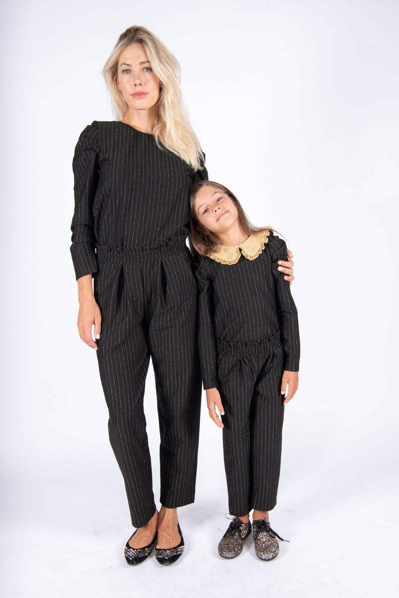 Olive E Miele MiniMe T-shirt Beth + Pantalone Gertie Gessato Lurex