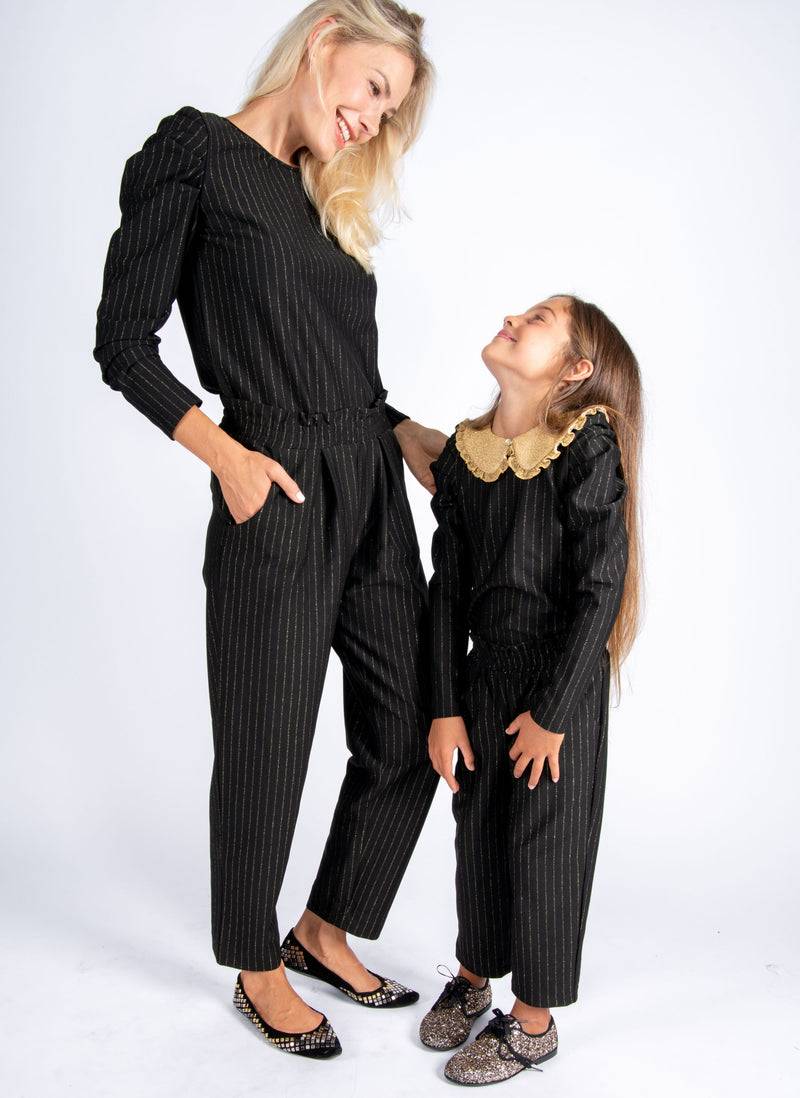 Olive E Miele MiniMe t-shirt Beth + pantalone Gertie gessato lurex