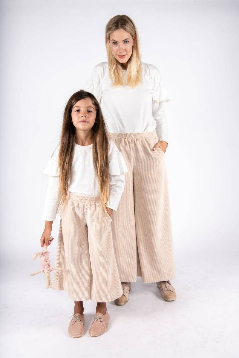 Olive E Miele MiniMe t-shirt Ida white + pantalone Mollie cipria