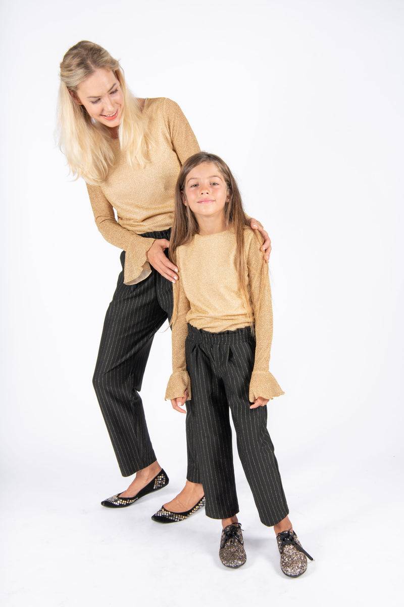 Olive E Miele MiniMe T-shirt Pam + Pantalone Gertie Gessato Lurex