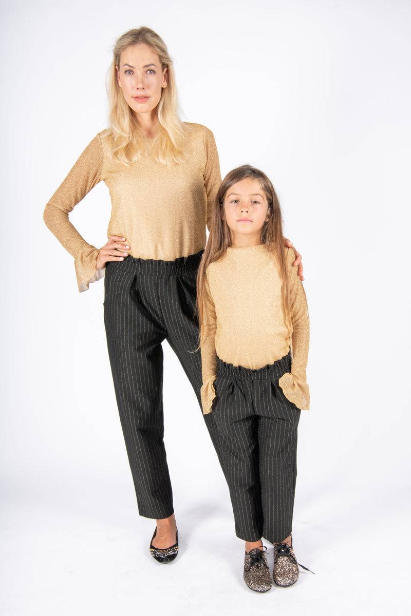 Olive E Miele MiniMe t-shirt Pam + pantalone Gertie gessato lurex