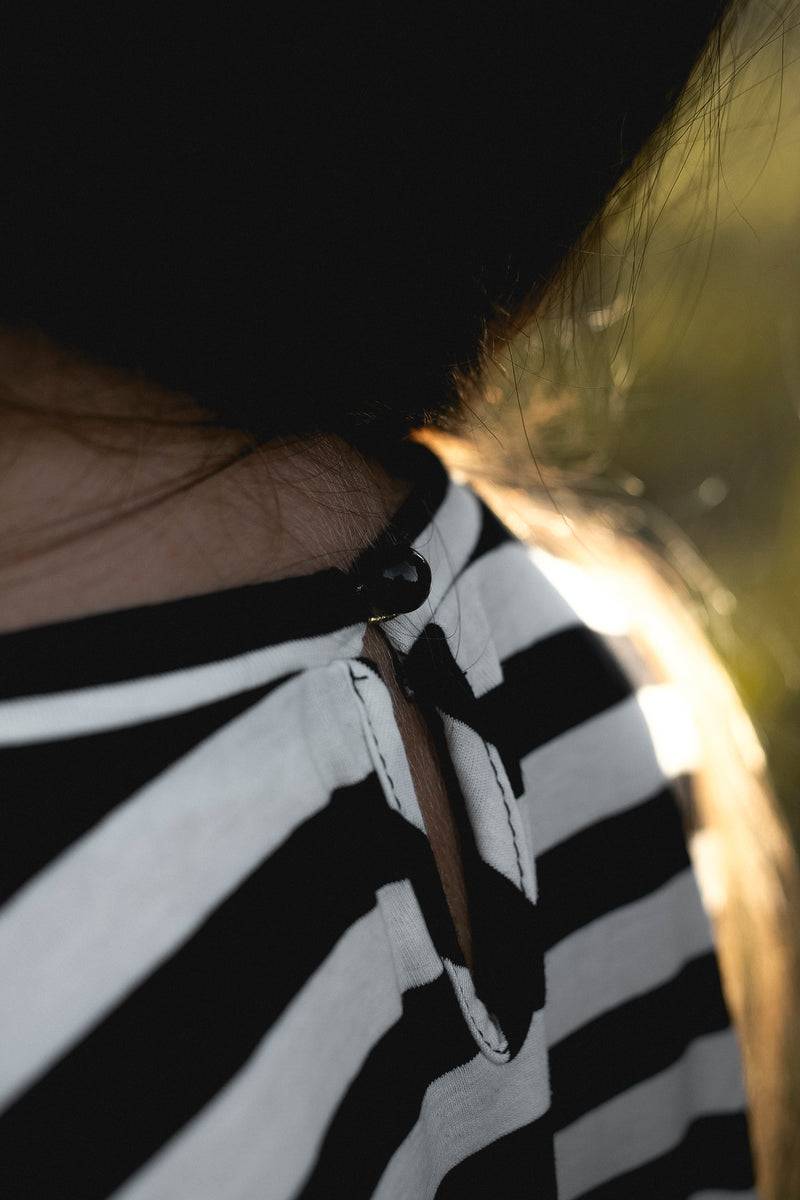 Olive E Miele ABITO CAROL RIGHE BIANCO-NERO