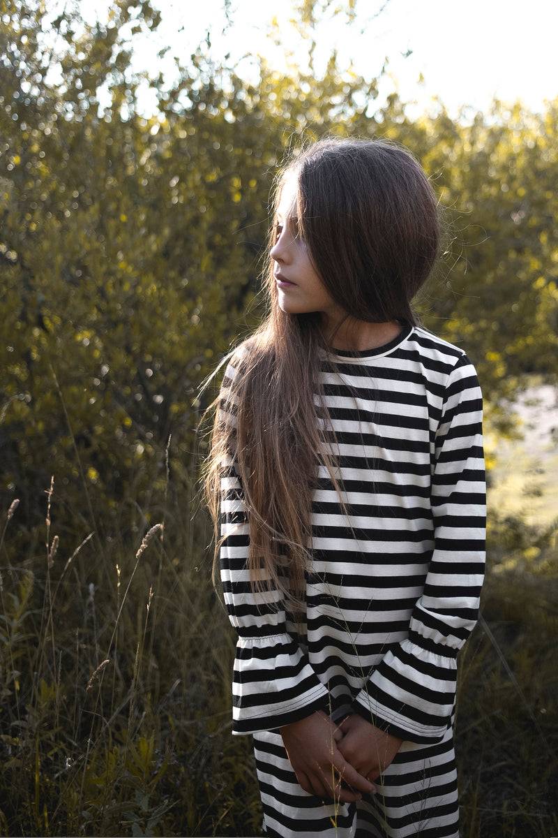 Olive E Miele ABITO CAROL RIGHE BIANCO-NERO