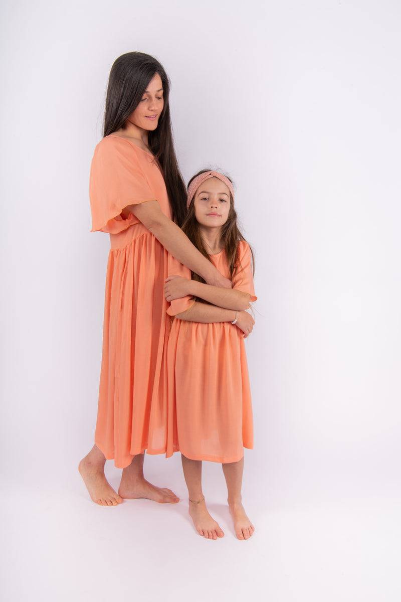 Olive E Miele MiniMe abito Dorothea salmone