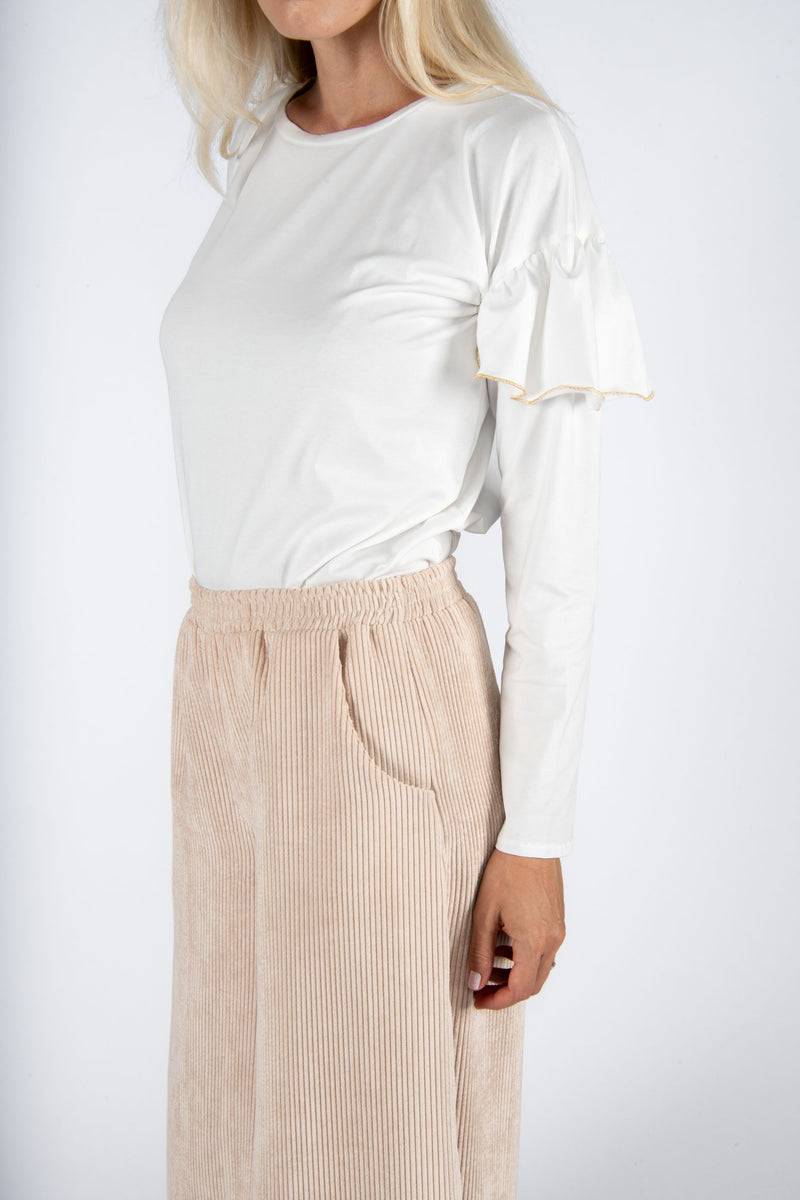 Olive E Miele PANTALONE MOLLIE VELLUTO CIPRIA