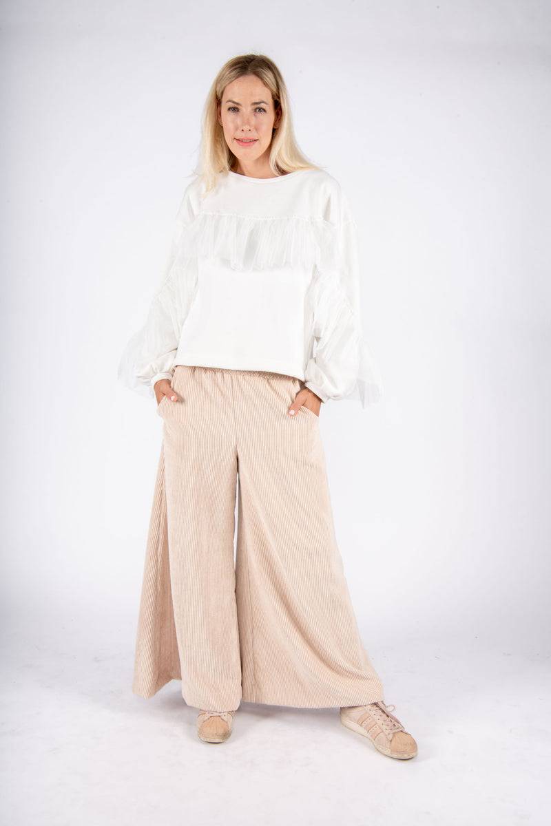 Olive E Miele PANTALONE MOLLIE VELLUTO CIPRIA