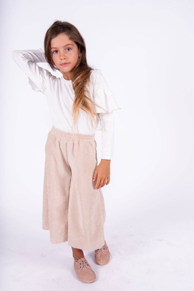 Olive E Miele PANTALONE MOLLIE VELLUTO CIPRIA