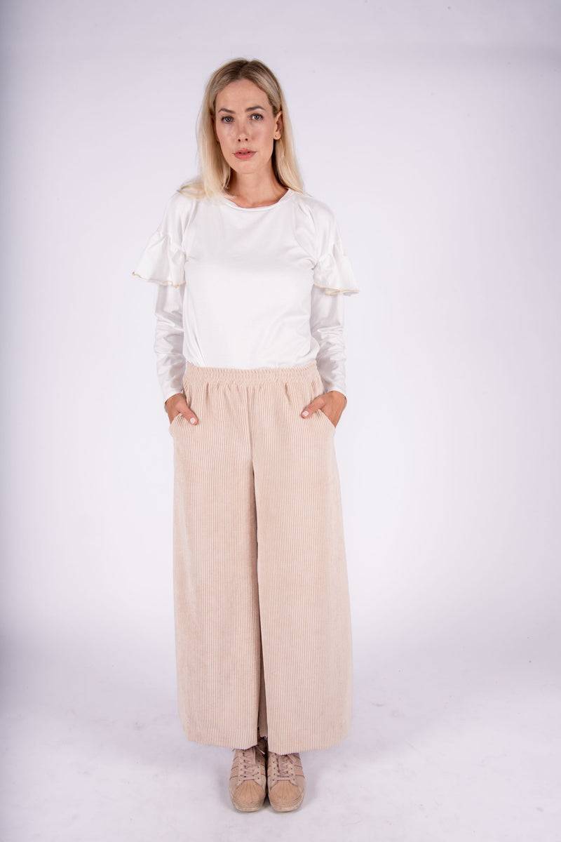 Olive E Miele PANTALONE MOLLIE VELLUTO CIPRIA