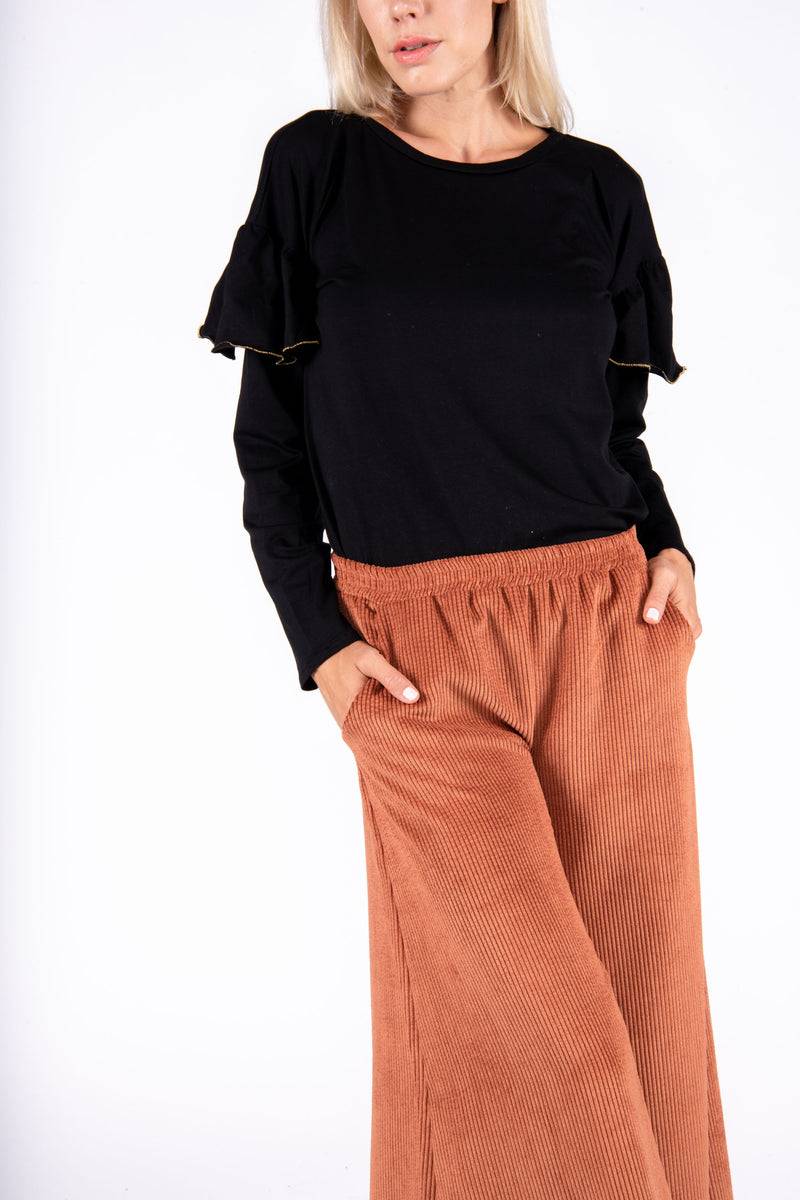 Olive E Miele PANTALONE MOLLIE VELLUTO MATTONE