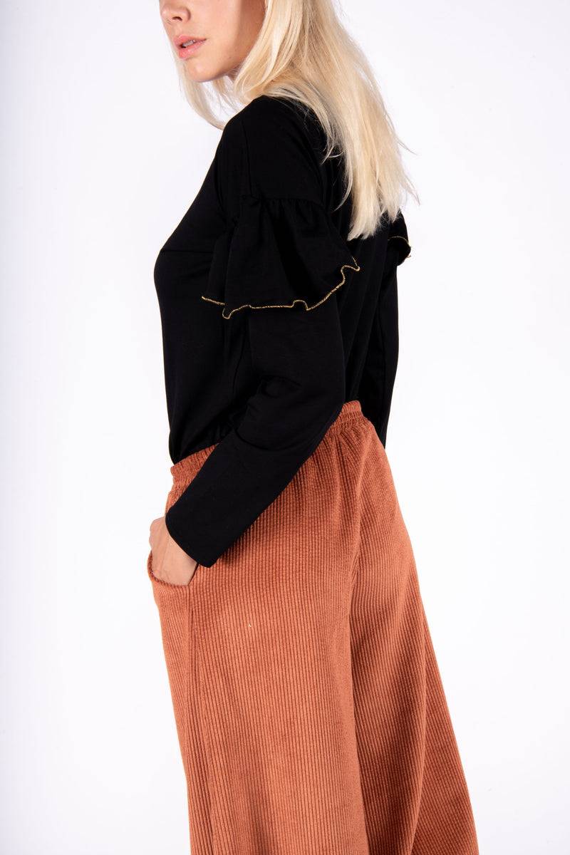 Olive E Miele PANTALONE MOLLIE VELLUTO MATTONE