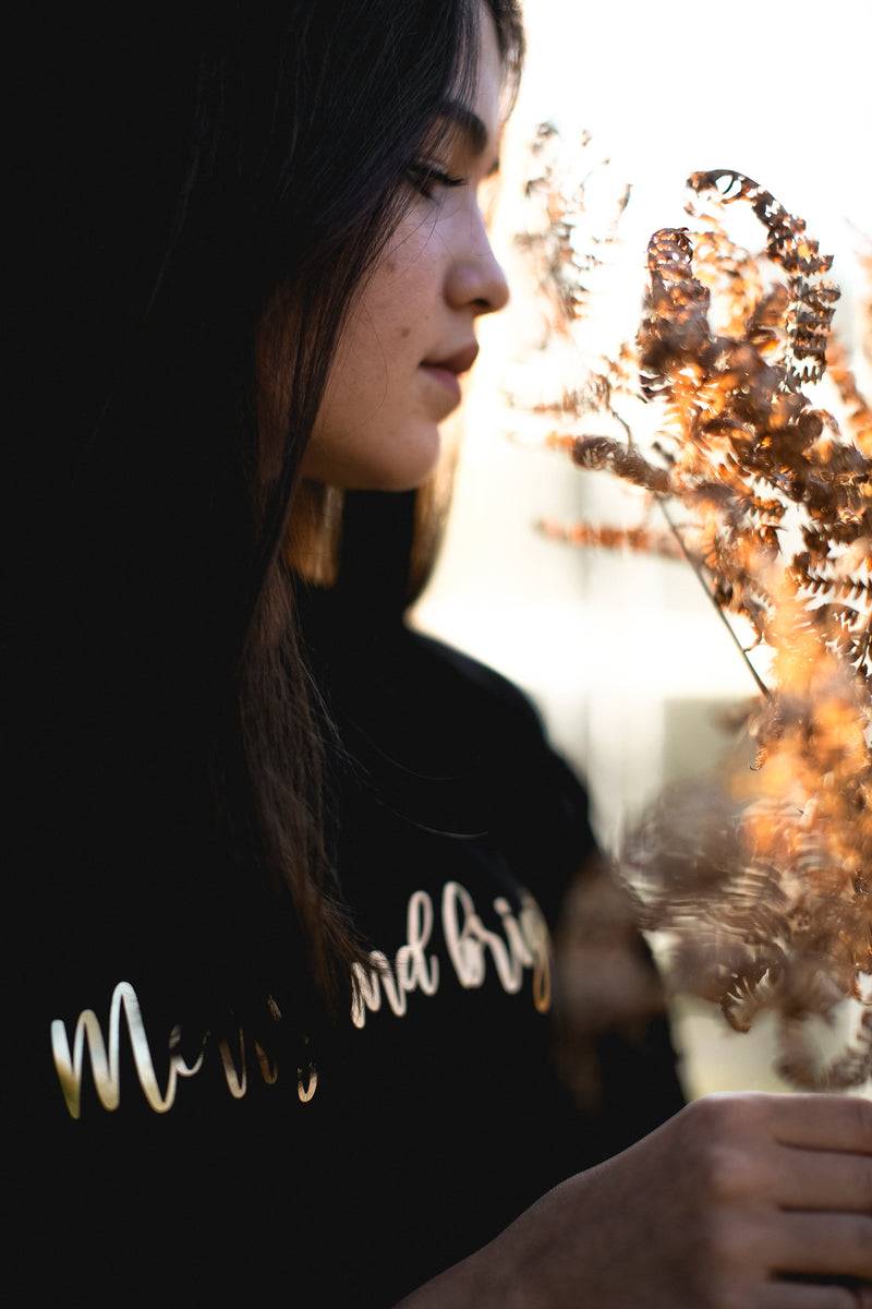 Olive E Miele T-SHIRT MERRY AND BRIGHT BLACK