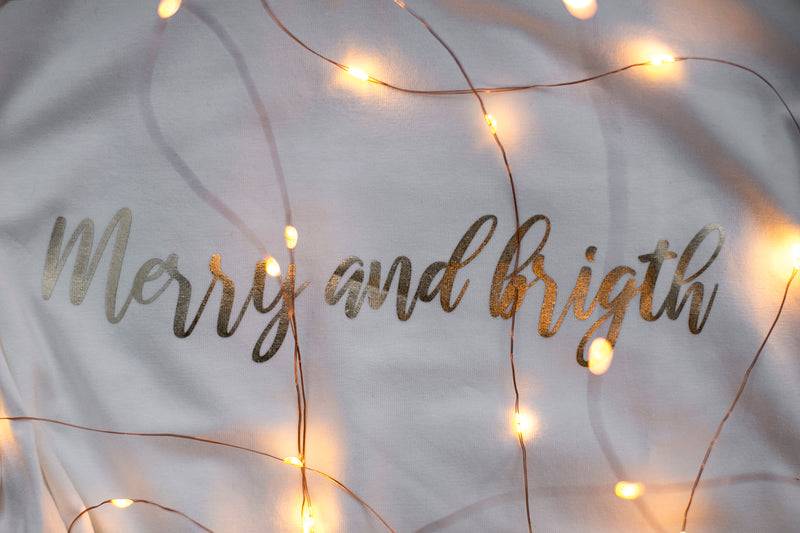 Olive E Miele T-SHIRT MERRY AND BRIGHT WHITE