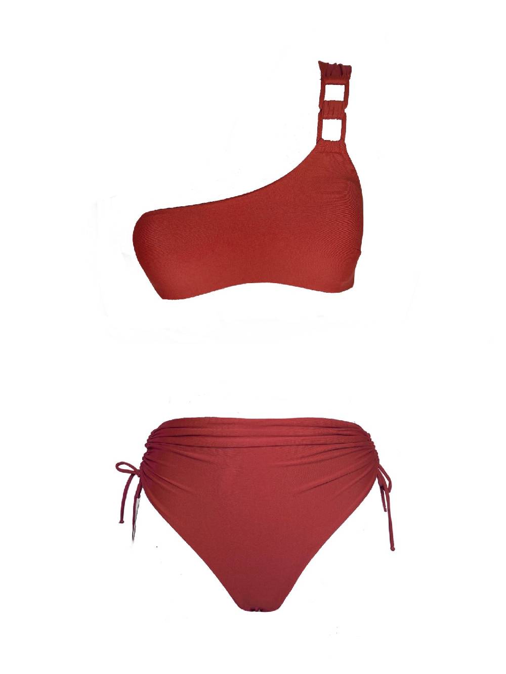 Olivia Gold Reggiseno Monospalla + Slip A Vita Alta Drappeggiato