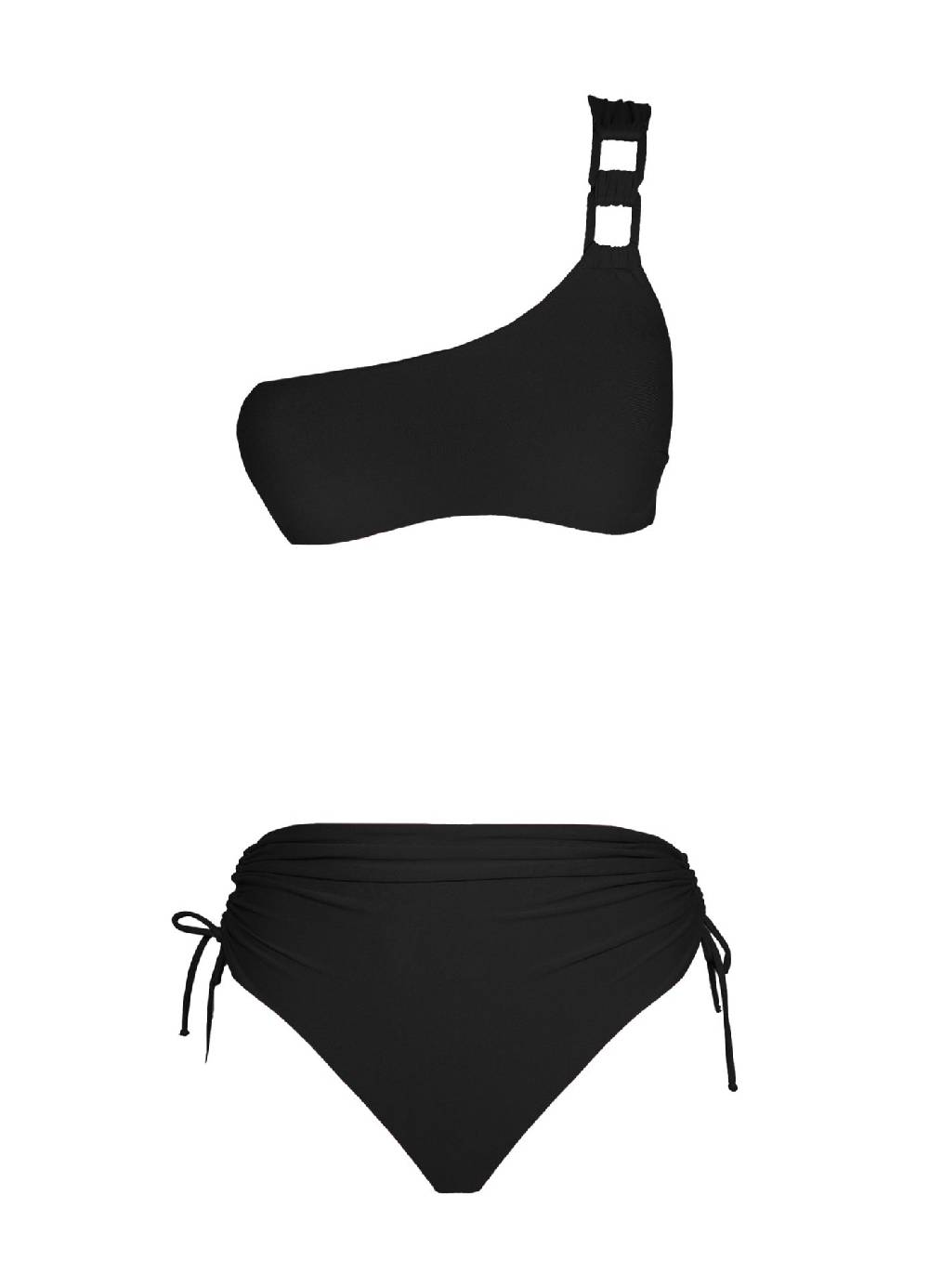 Olivia Gold Reggiseno Monospalla + Slip a vita alta drappeggiato