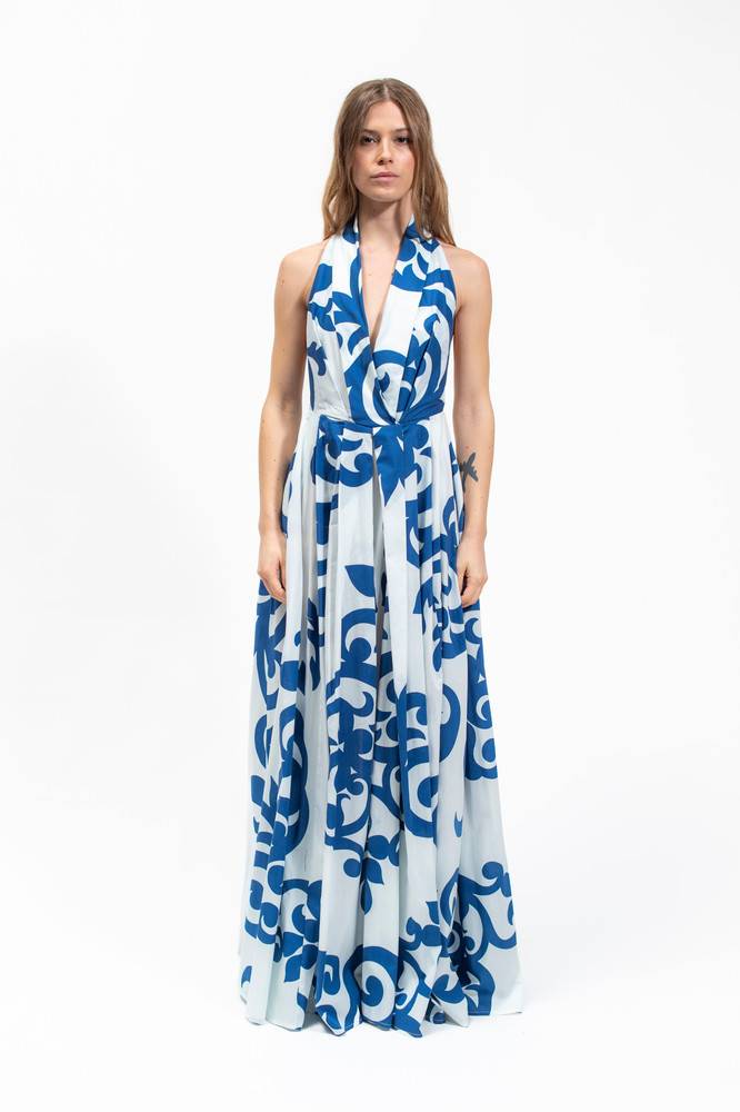 Olla Parèg ABITO IN POPPELINE STAMPA GIGLIO