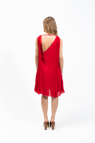 Olla Parèg ABITO PLISSE ROSSO CON SCHIENA NUDA