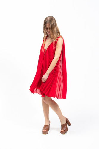 Olla Parèg ABITO PLISSE ROSSO CON SCHIENA NUDA