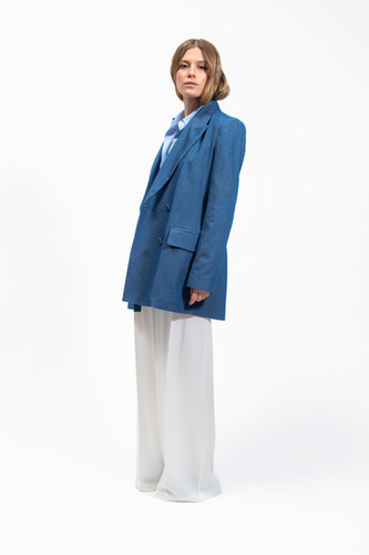 Olla Parèg GIACCA OVER DOPPIOPETTO IN CHAMBRAY