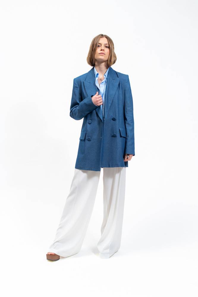 Olla Parèg GIACCA OVER DOPPIOPETTO IN CHAMBRAY